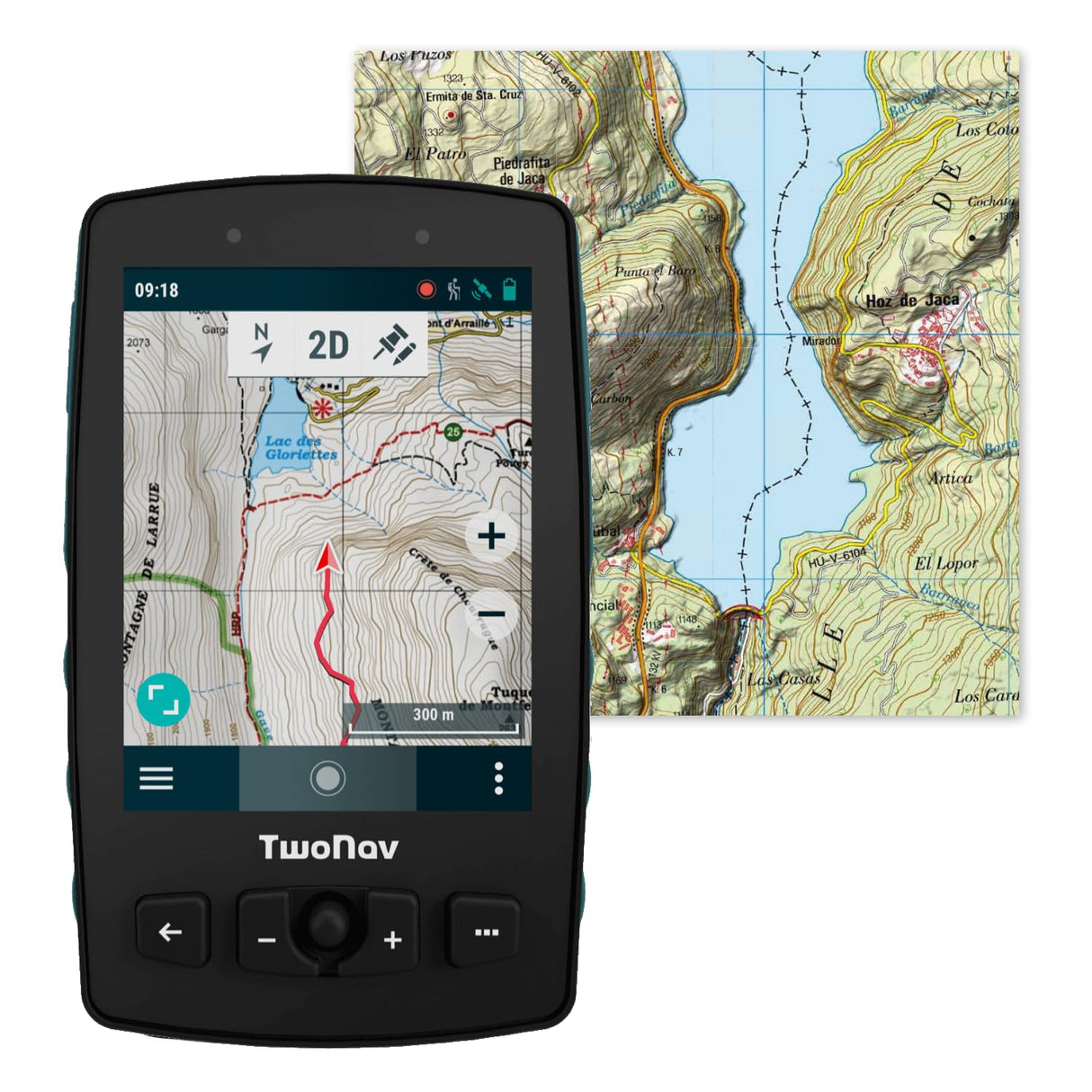 TwoNav Aventura 2 Plus + Mapa España Topo Completo, GPS de Mano con Pantalla Amplia 3.7 Pulgadas, Botones y Joystick para montaña, Alpinismo, Trekking o Senderismo con mapas incluidos. Color Turquesa