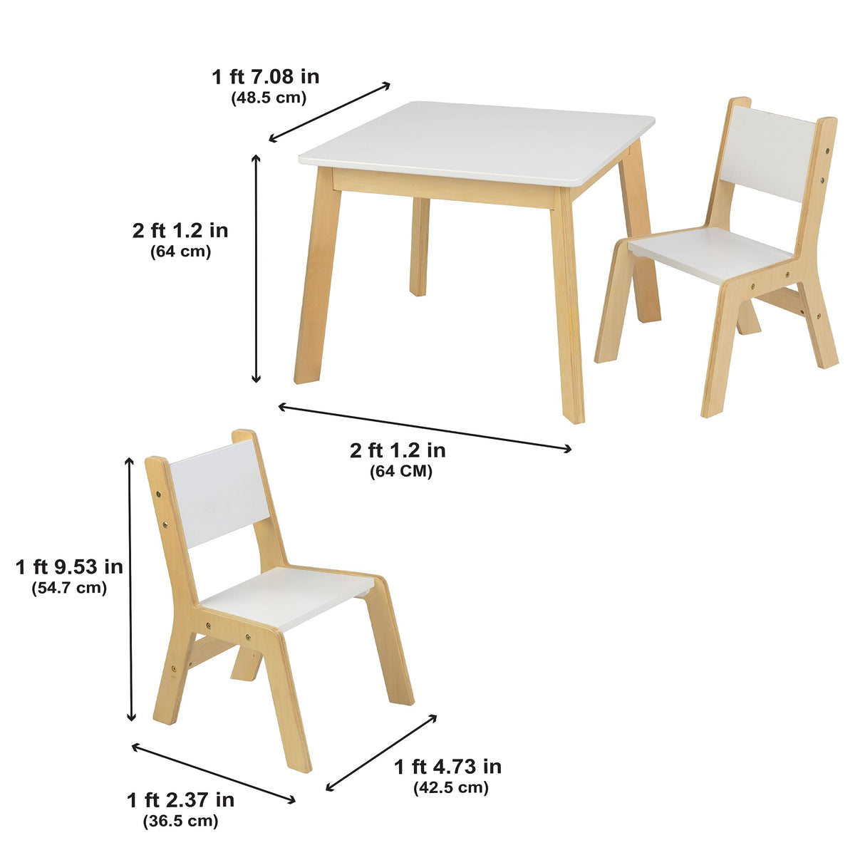 KidKraft Juego Infantil Moderno de Mesa y 2 sillas de Madera, Mesa y Silla Infantil, Muebles para Salas de Juego y Dormitorio de niños (27025)