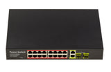 KALEA-INFORMATIQUE Conmutador Gigabit Ethernet para alimentación remota PoE+ de 30 W con 16 Puertos RJ45 de Bajada y 2 Puertos RJ45 o SFP de Subida
