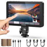 NEEWER 7" F700 Monitor Campo Cámara, Pantalla Táctil IPS 2000nit con LUT 3D, Entrada/Salida Bucle HDMI 4K con Peak Focus DSLR Video Assist HDR Waveform, Zapata Fría Mount, 2 Baterías NP-F750 y Cable