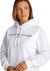 Tommy Hilfiger Hoodie Mujer con Logotipo, Blanco (TH Optic White), XS