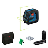 Bosch Professional Nivel láser GLL 20-22 G (soporte LB 10, láser verde, uso en interiores, doble fuente de alimentación, 2 pilas LR6 de 1,5 V, funda protectora)