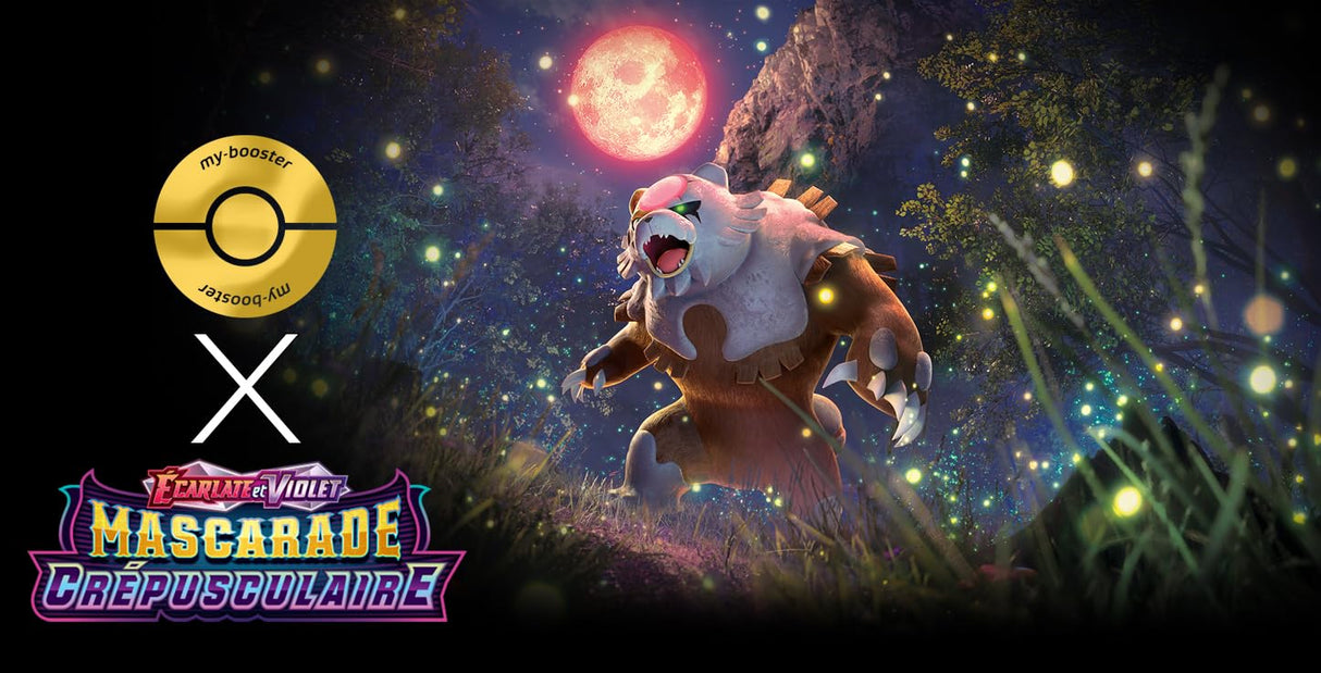 Ursaking Lune Vermeille ex (Ursaluna Luna Carmesí ex) 216/167 Alternativo Pokémon Gallery Secreta - Ultraboost X Écarlate et Violet 6 - Mascarade Crépusculaire Box de 10 cartas Pokémon Francés