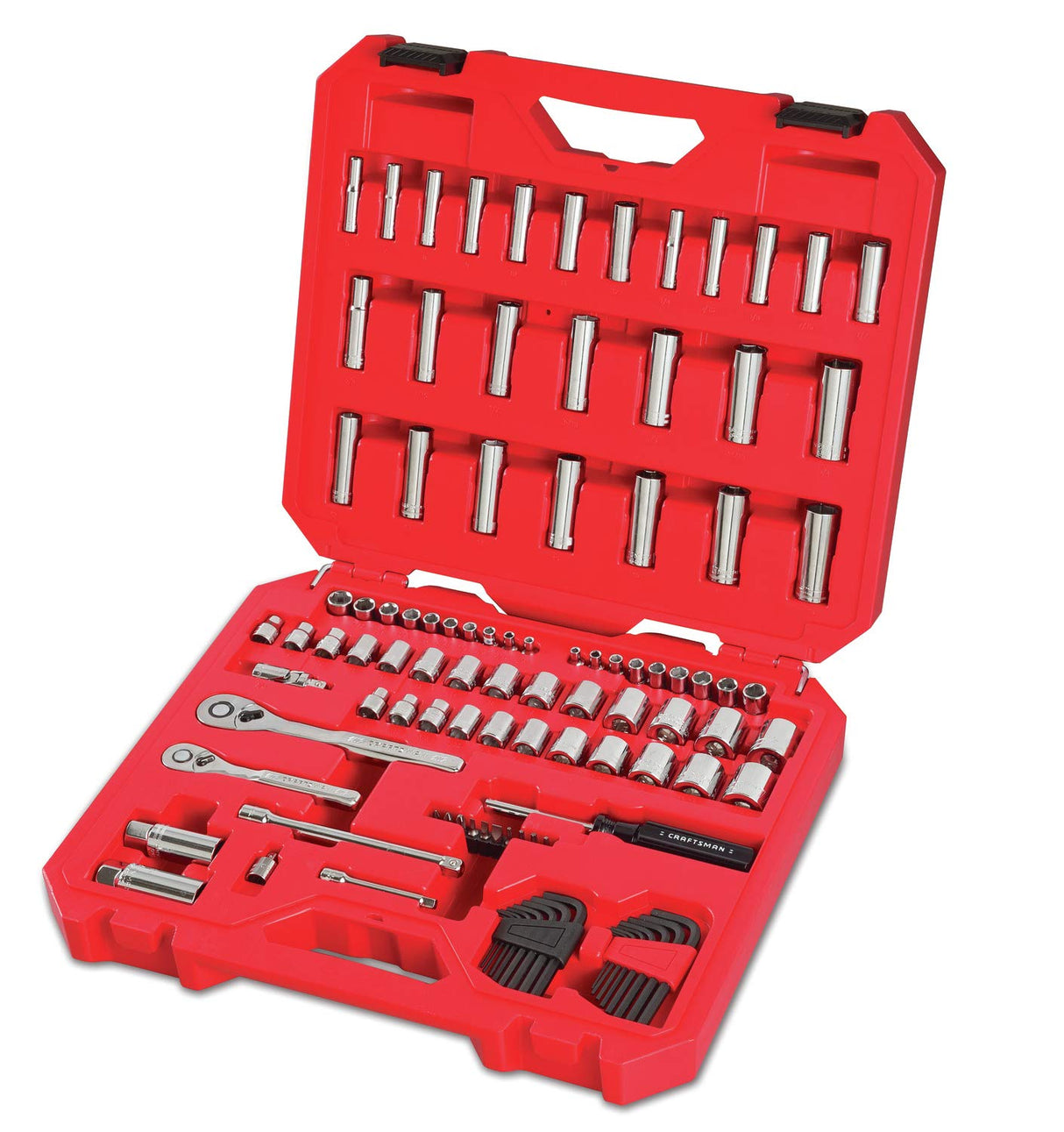 CRAFTSMAN Juego de herramientas mecánicas de accionamiento de 1/4 pulgadas y 3/8 pulgadas, 105 piezas (CMMT12023)