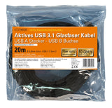MAXTRACK C506-20ML Cable de fibra óptica USB 3.1 Gen 2 activo ultrarrápido, transferencia de datos de hasta 10 Gbps, transferencia de datos sin pérdidas de hasta 20 metros, compatible con USB 2.0