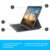 Logitech Slim Folio Pro para iPad Pro de 11 pulgadas 1a y 2a generación, Disposición QWERTY Pan Nordic, Gris