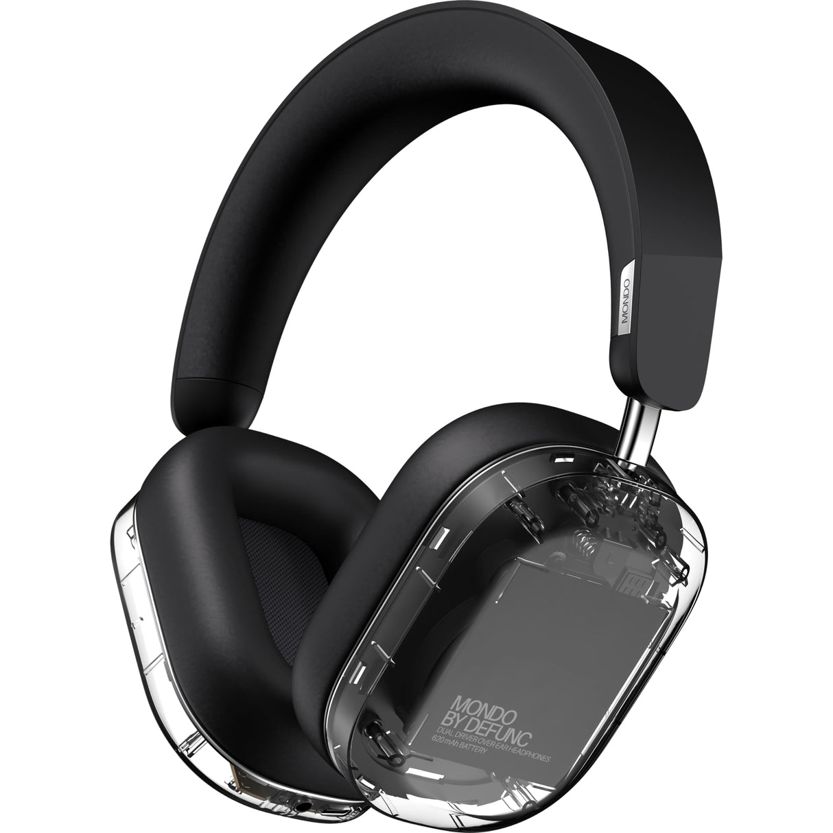 DEFUNC Mondo by Auriculares inalámbricos Over-Ear con Cable Opcional, 45 Horas de Tiempo de reproducción Activa, Bluetooth, Doble micrófono ENC y Controladores, Transparente