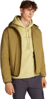 Calvin Klein Chaqueta cortavientos Hombre Hi-Neck con capucha, Verde (Gothic Olive), XS