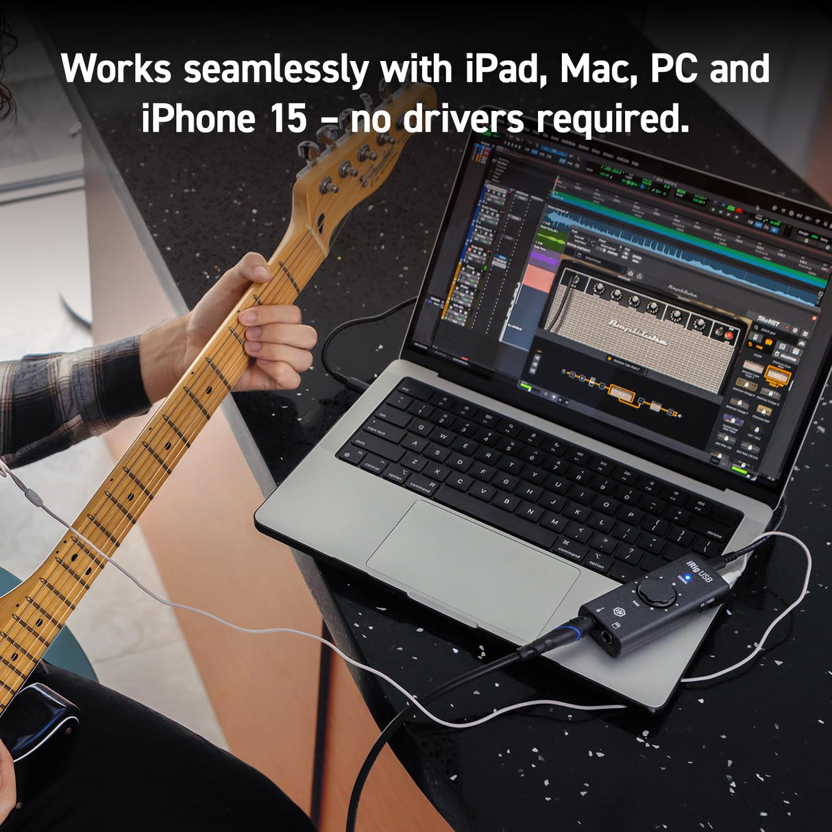 iRig USB, interfaz USB-C para guitarra y bajo para Mac, PC, iPad y modelos de iPhone con puerto USB-C, incluidos iPhone 15, iPhone 15 Plus, iPhone 15 Pro y iPhone 15 Pro Max