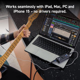 iRig USB, interfaz USB-C para guitarra y bajo para Mac, PC, iPad y modelos de iPhone con puerto USB-C, incluidos iPhone 15, iPhone 15 Plus, iPhone 15 Pro y iPhone 15 Pro Max