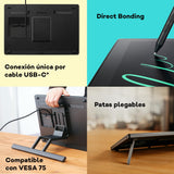 Wacom Cintiq 16 (Edición 2025) – Tableta Gráfica con lápiz 2.5K compacta con Wacom Pro Pen 3, Vidrio antirreflejo, Soporte Plegable y USB-C