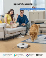 Proscenic Q8 Robot Aspirador con función de Limpieza, 4200 Pa, 200 min, Potente Robot de navegación láser con 5 Tarjetas, Control Mediante aplicación Alexa Siri IFTTT, para Suelos, alfombras, Pelo de