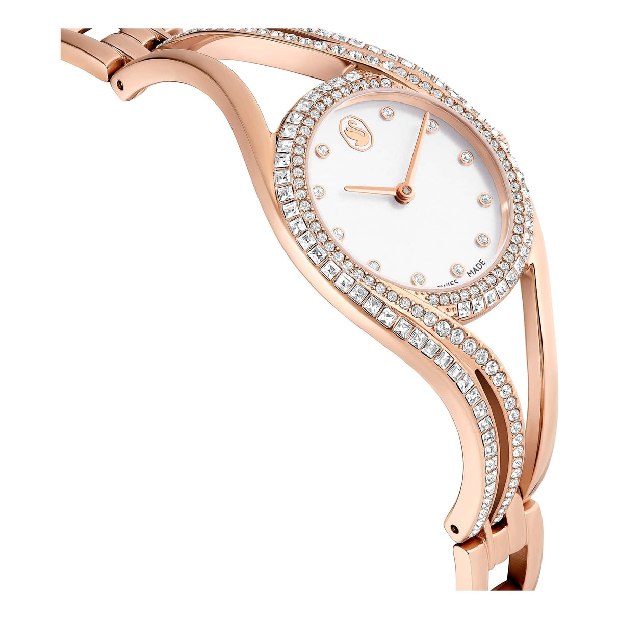 Swarovski Reloj con Brazalete Hyperbola, Fabricado en Suiza, Tono Oro Rosa, Acabado Tono Oro Rosa