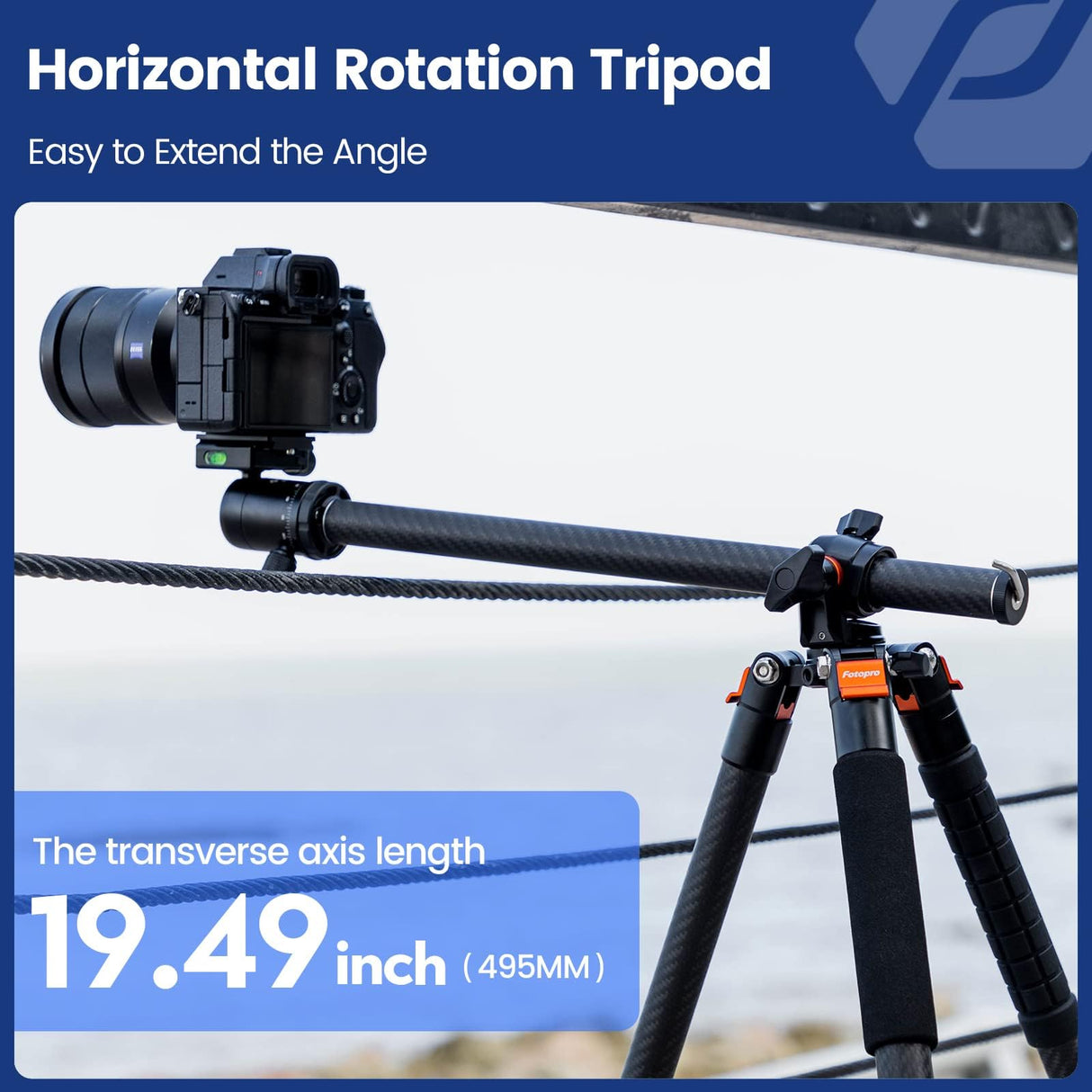 Fotopro Trípode Horizontal para cámara de 75 Pulgadas, Fibra de Carbono, Cabeza de Bola de 360 Grados, Placa de liberación rápida, trípode DSLR para cámara de Viaje, videocámara