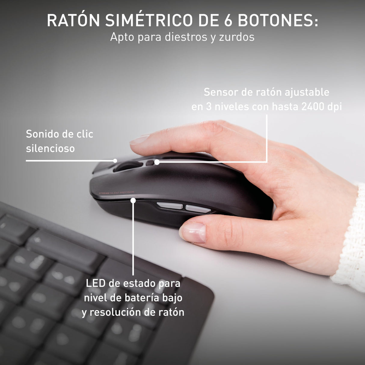 CHERRY STREAM DESKTOP RECHARGE, Pack de Teclado y Ratón Inalámbricos, Distribución de Teclado Suizo (QWERTZ), Radiofrecuencia 2,4 GHz, Teclas Silenciosas, Recargable, negro