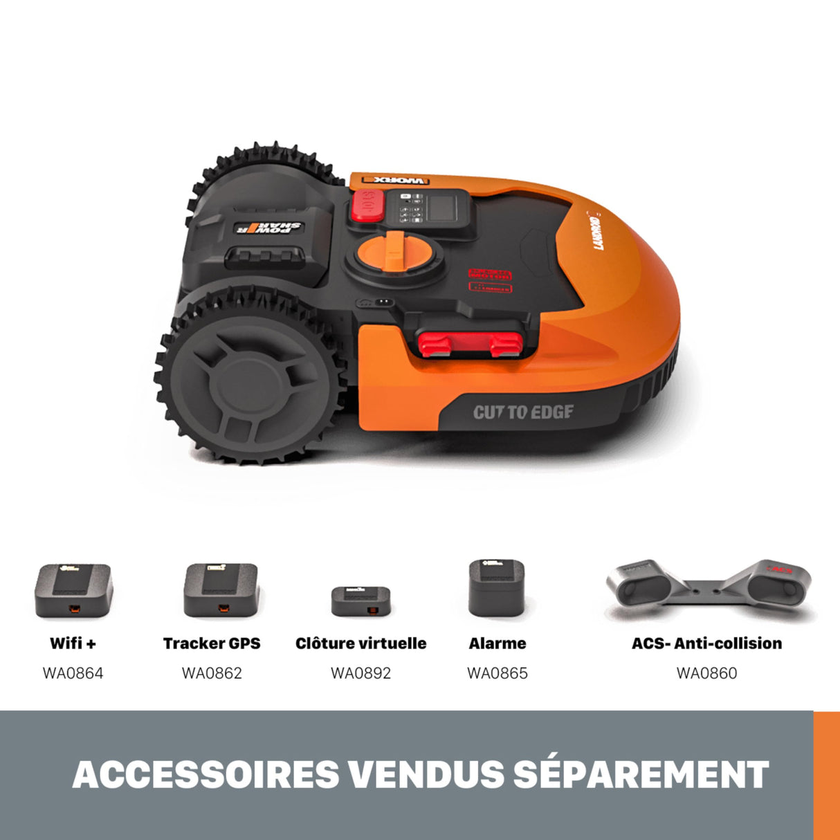 WORX WR169E Robot cortacésped con Cable delimitador de hasta 300 m², Navegación AIA, Control de Aplicaciones, Wi-Fi, Naranja-Negro