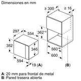 Bosch - Microondas Integrable, 800 W, 20 litros, Serie 4, Grill, Negro/Inox, BEL523MS0
