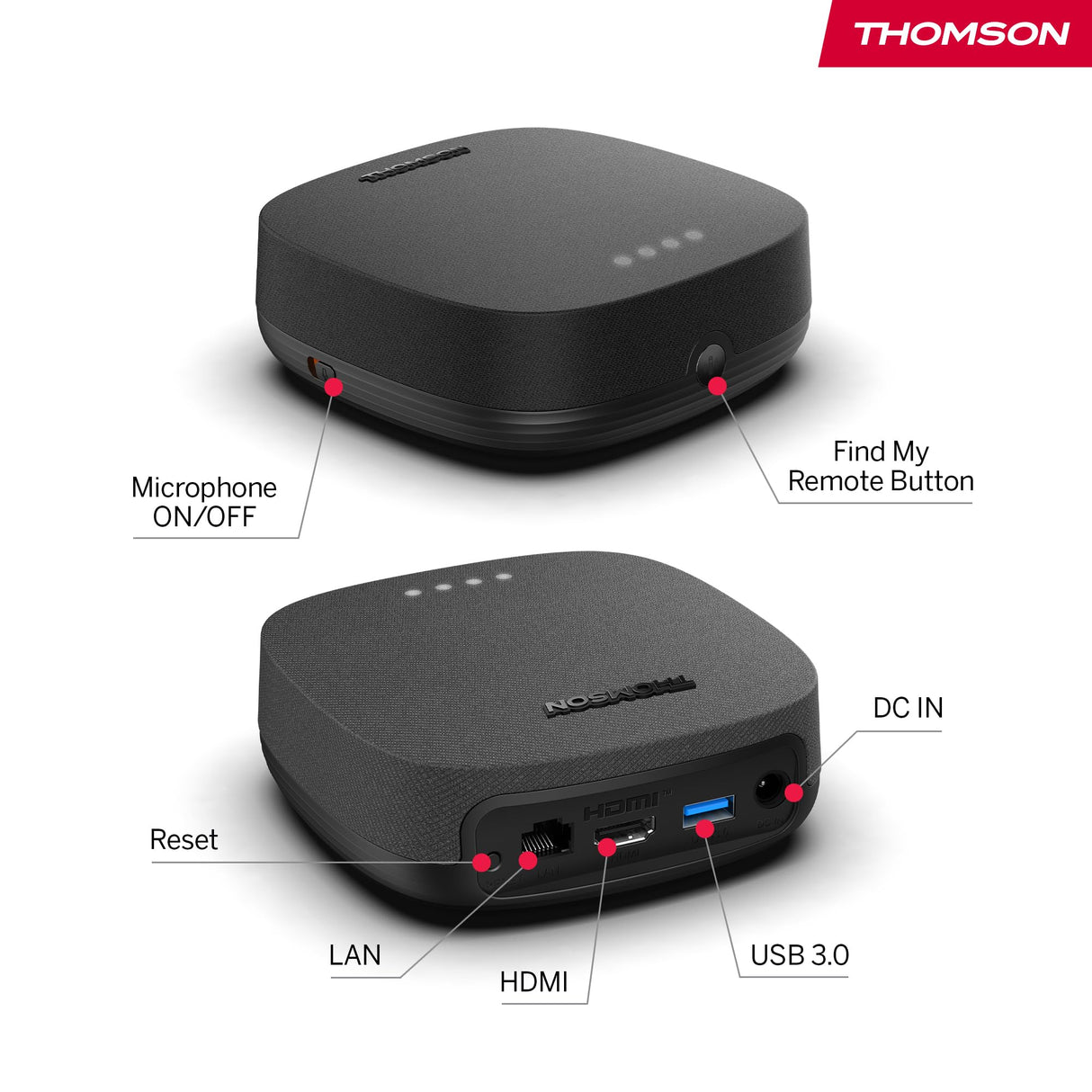 THOMSON Google TV Streaming Box Plus 270, 4K UHD, Altavoz Integrado para Control por Voz, Netflix, Disney +, Streaming a través de WiFi, Google Cast, 32GB de Memoria