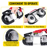 VEVOR Sierra de Cinta de Metal 1100W Base 0 – 45° Sierra de Cinta Profesional Tamaño Corte 12,7cm 137,8-472,4 Pies/min Sierra de Cinta de Corte para Metal, Acero, Aluminio y Cable Compuesto