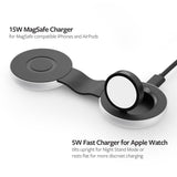 Twelve South Butterfly 2 en 1 Cargador inalámbrico Compacto Plegable con Adaptador de Viaje, Carga MagSafe Duo de 15 W para iPhone, Airpods y Apple Watch
