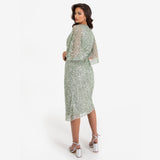 Maya Deluxe Womens Midi Ladies Sequin Embellished Cape Sleeve Wrap Dress for Wedding Guest Bridesmaid Cocktail Prom Evening Vestido, Green Lily, 44 para Mujer