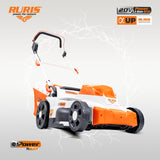 RURIS - Cortacésped inalámbrico RXI3744e - Ancho de Corte 37 cm, Altura 25-75 mm, función 3 en 1 (recolección, expulsión Trasera, Mulching), 2 baterías de Litio de 20 V y 4 Ah y Cargador Doble