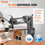 Microscopio multidireccional VEVOR con soporte de resorte, microscopio de joyería con aumento de 7X-45X, soporte para incrustaciones de microjoyas con luz LED de anillo USB integrada y tornillo de ban