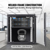 VEVOR Gabinete para servidor de red montaje en pared de 12U, 15,5" gabinete en rack para servidores 200 lbs con paneles laterales de puerta de vidrio con cerradura para equipos de TI, dispositivos A/V