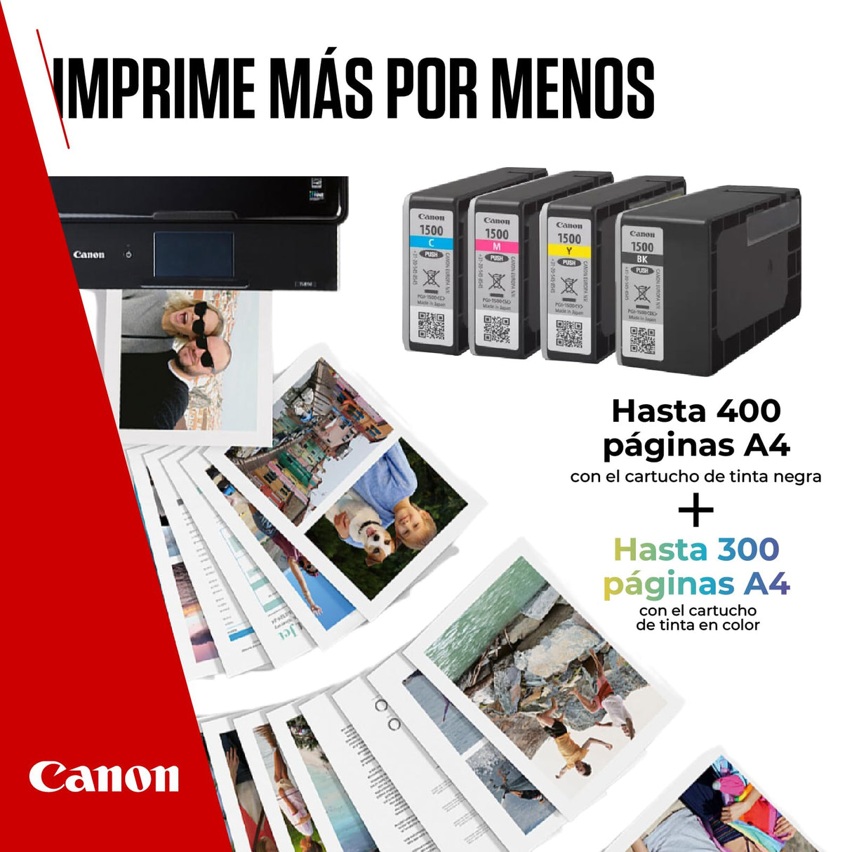 Cartuchos de Tinta Color Canon PGI-1500 Originales - Paquete de 4 (1 Negro, 1 Cian, 1 Magenta y 1 Amarillo)