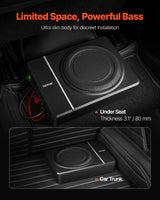 VEVOR Subwoofer para Debajo del Asiento para Automóvil 203 mm 240 W Altavoz Compacto para Coche Amplificador Incorporado Entrada Bajo Controlador de Volumen Control Remoto con Cable