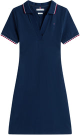 Tommy Hilfiger Vestido Tipo Polo Mujer 1985 Slim Fit, Azul (Dark Night Navy), M