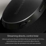 Bowers & Wilkins Px7 S3 Auriculares Over-Ear Bluetooth, Cancelación de Ruido, Sonido Hi-Res, aptX Lossless, 30h Reproducción, 8 Micrófonos, Carga Rápida - Negro Antracita