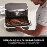Ninja Foodi FlexDrawer Freidora de aire con compartimento doble, 10,4 l, 7 en 1, no usa aceite, con divisor de cestas extraíble, piezas antiadherentes y aptas para lavavajillas, en negro, AF500EU