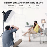 NEEWER S102-400W Pro Flash Iluminación Kit(Paquete de 2) con 2 2,4G Disparadores, 2 Soportes Luz, 2 Softbox, Reflector 5 en 1, Bolsa, 400W GN62 5600K 30W Lámpara Modelar LED Montaje Bowens Ventilador