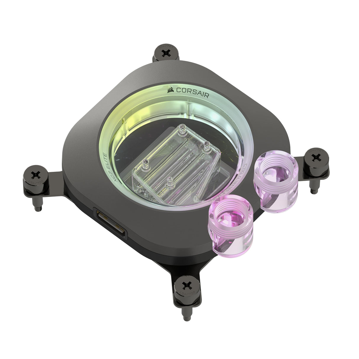 CORSAIR iCUE Link XC7 RGB Elite Bloque de Refrigeración para CPU - Cámara de Flujo Transparente – 24 LED RGB - Compatible con Intel LGA 1700, AMD AM5 y Versiones anteriores - Gris Sigiloso