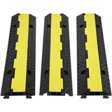VEVOR Rampa de Protección de Cable 3 Piezas 2 Vías Canaleta Pasacables de Suelo 3 x 3 cm Protector de Cables de Caucho y PVC Capacidad de Carga 5443 kg Cubiertas de Suelo para Cables Negro y Amarillo