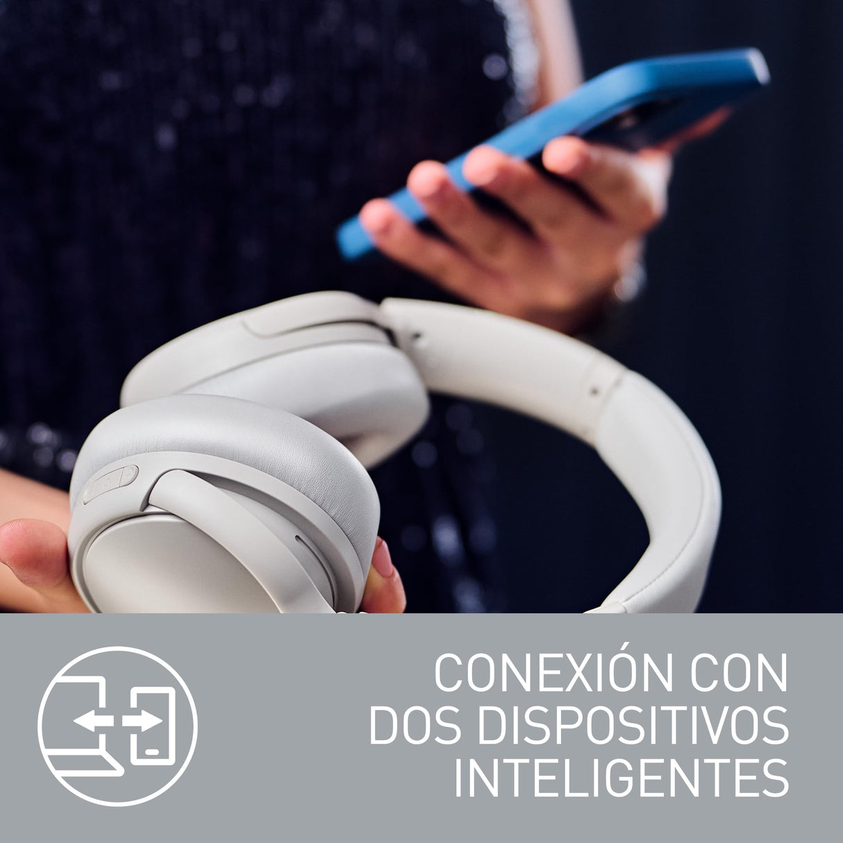 Panasonic M600, Auriculares inalámbricos con Cancelación Activa de Ruido Híbrida, Diseño Giratorio Supraaural, Bluetooth 5.3, Micrófono Integrado, hasta 65 Horas De Reproducción, Blanco, RB-M600BE-C