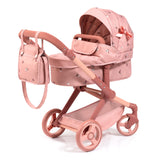 Bayer Design 17026AA Cochecito de muñeca Xeo, Carro para muñecos, Bolsa, Convertible, Regulable en Altura