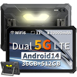 Blackview Active 10 Pro Tablet Resistente 11 Pulgadas FHD+ 5G LTE Rugged Tablet 30000mAh & 55W & 400Lumen 36GB RAM 512GB ROM/2TB TF Android 14 Rugerizada 108MP AI Cámara GPS/NFC/Face ID/OTG/PC Mode