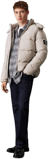 Calvin Klein Cazadora acolchada Hombre Essentials Down Jacket con capucha, Gris (Flint Gray), XL