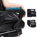 SONGMICS Racing Silla de Escritorio computadora Oficina Ergonómica con reposapiés Plegable PU Metal Cromado Negro 150 kg OBG71B