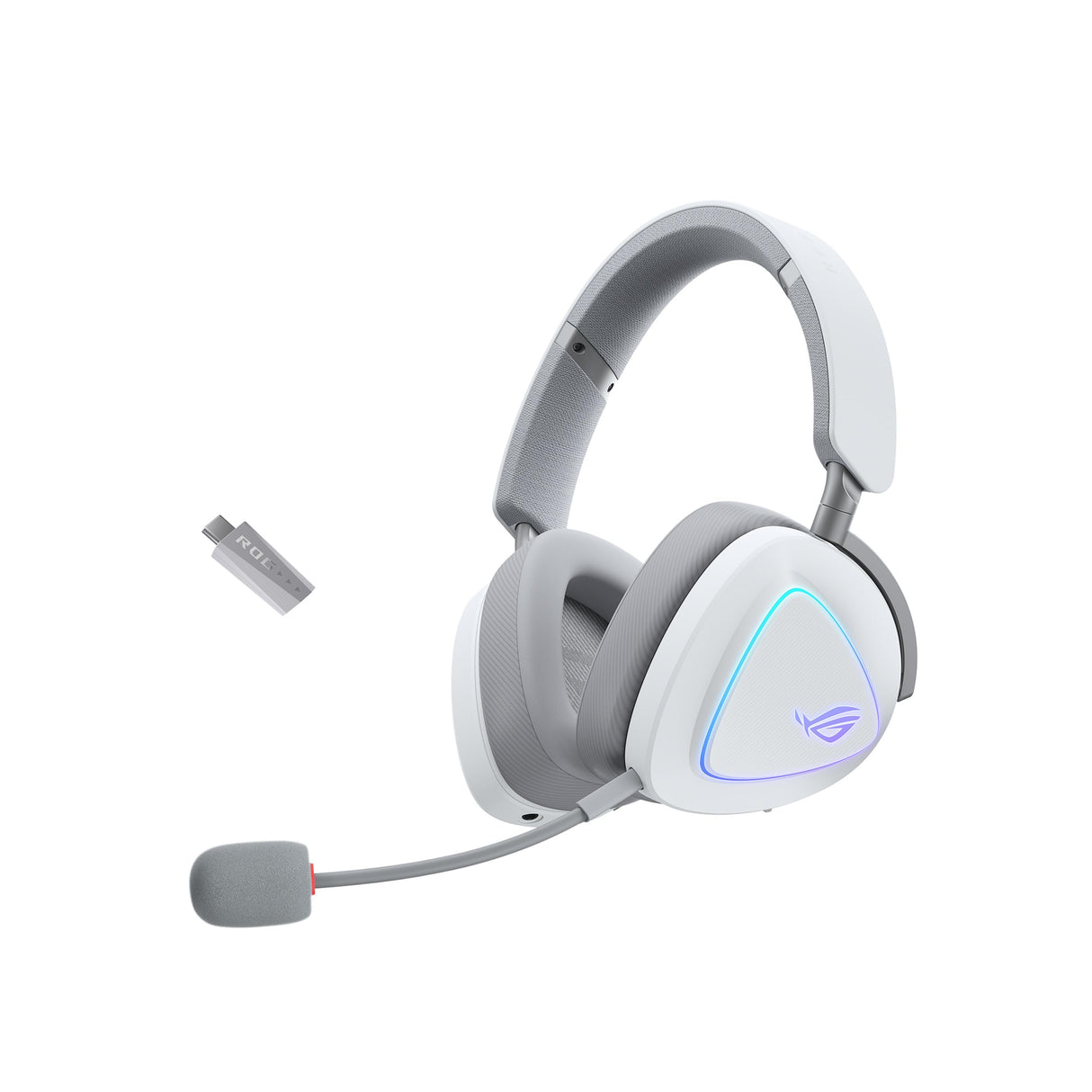 ASUS ROG Delta II Auriculares Gaming inalámbricos, Controladores de 50 mm, ROG SpeedNova, micrófono 10 mm, 153hrs de batería, DualFlow, BT, 2.4GHz, 3.5 mm, PC, Switch, PS4, PS5, Xbox, Blanco Lunar