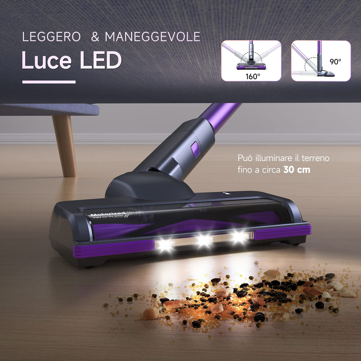 Lubluelu Aspirador Sin Cable 27000pa 235W, Escoba Eléctrica Sin Cable, 50min Autonomía Aspirador con Cepillos Anti Enredo y 2 Filtros, para Suelos Duros Alfombras Pelo de Animal