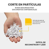Fellowes FS-12C - Trituradora de Papel, Corte en partículas, destruye hasta 12 Hojas, destructora de Papel Uso Personal, Papelera 19L, Nivel de Seguridad DIN-P4, Exclusiva de Amazon