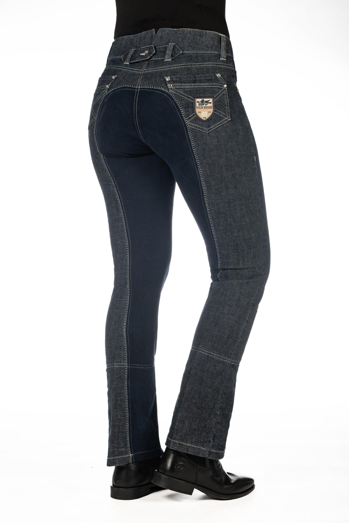 HKM Pantalones Jodhpur -Miss Blink- 1/1 Alos Besatz6169 para Mujer, 6169 Azul Vaquero Azul Oscuro, 40 EU