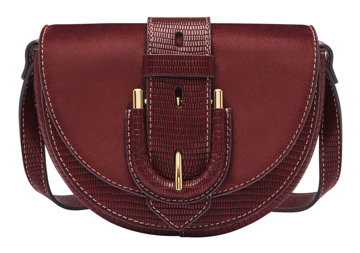 Fossil bolso de mujer Harwell, Bolso crossbody pequeño con solapa en piel repujada efecto lagarto, Largo: 16,5 cm, Ancho: 5,1 cm, Alto: 11,4 cm, ZB1939243