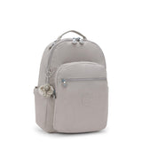 Kipling Seoul - Mochila para laptop de 15 pulgadas para mujer, duradera, espaciosa con correas acolchadas para el hombro, mochila escolar (paquete de 1), Gris Gris, L, Seoul - Mochila para portátil de