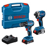 Bosch Professional 18V System Combo Kit: Atornillador de impacto a batería GDR 18V-215 + atornillador a batería GSR 185-LI (incl. 2 baterías GBA 18V 2.0Ah, cargador GAL 18V-20, maletín)