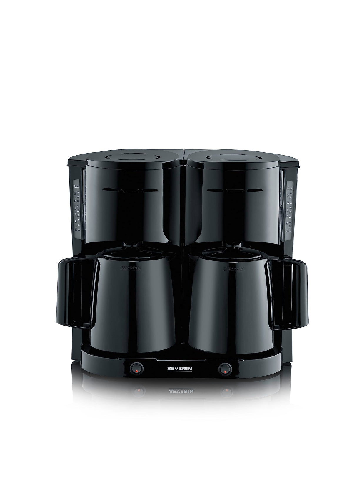 SEVERIN - Cafetera de goteo Duo hasta 16 tazas, Cafetera de filtro compacta / Cafetera americana con 2 jarras termo, Con Desconexión Automática, Negro, KA 9315
