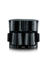 SEVERIN - Cafetera de goteo Duo hasta 16 tazas, Cafetera de filtro compacta / Cafetera americana con 2 jarras termo, Con Desconexión Automática, Negro, KA 9315